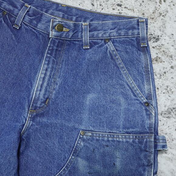 Vintage Carhartt B73 DST Faded Blue Jeans Denim Double Knee Carpenter Pant 31x32 - Picture 10 of 16